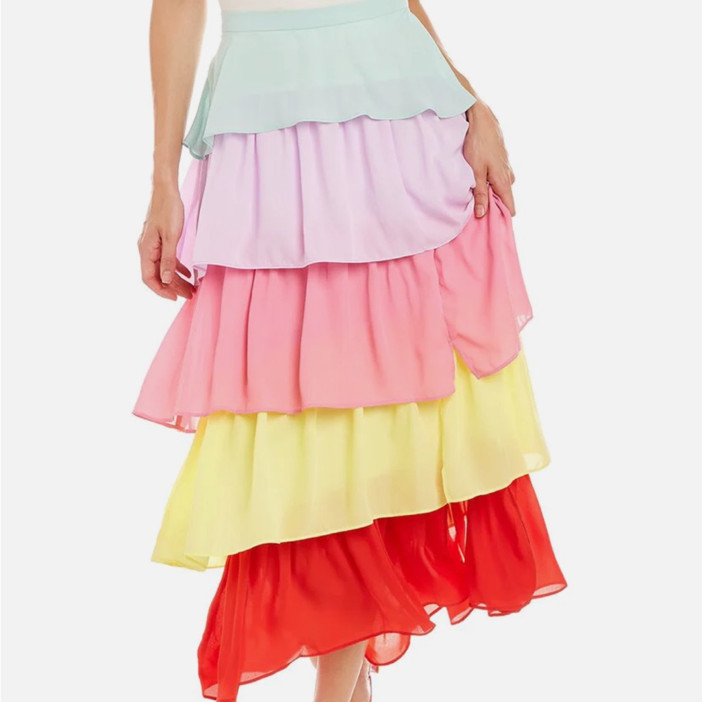 Olivia Rubin Elodie Ruffled Tiered Colorful Skirt Us Size 4